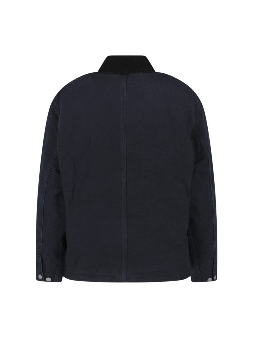 Carhartt Wip Black Og Michigan Corduroy Collar Quilted Cotton Jacket
