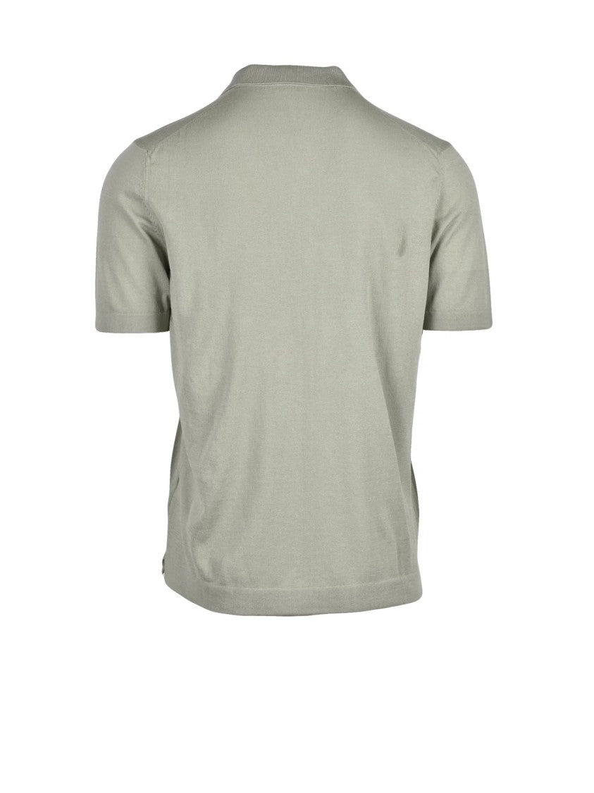 Bellwood Sage Green Relaxed Fit Brushed Cotton Knit Polo Shirt