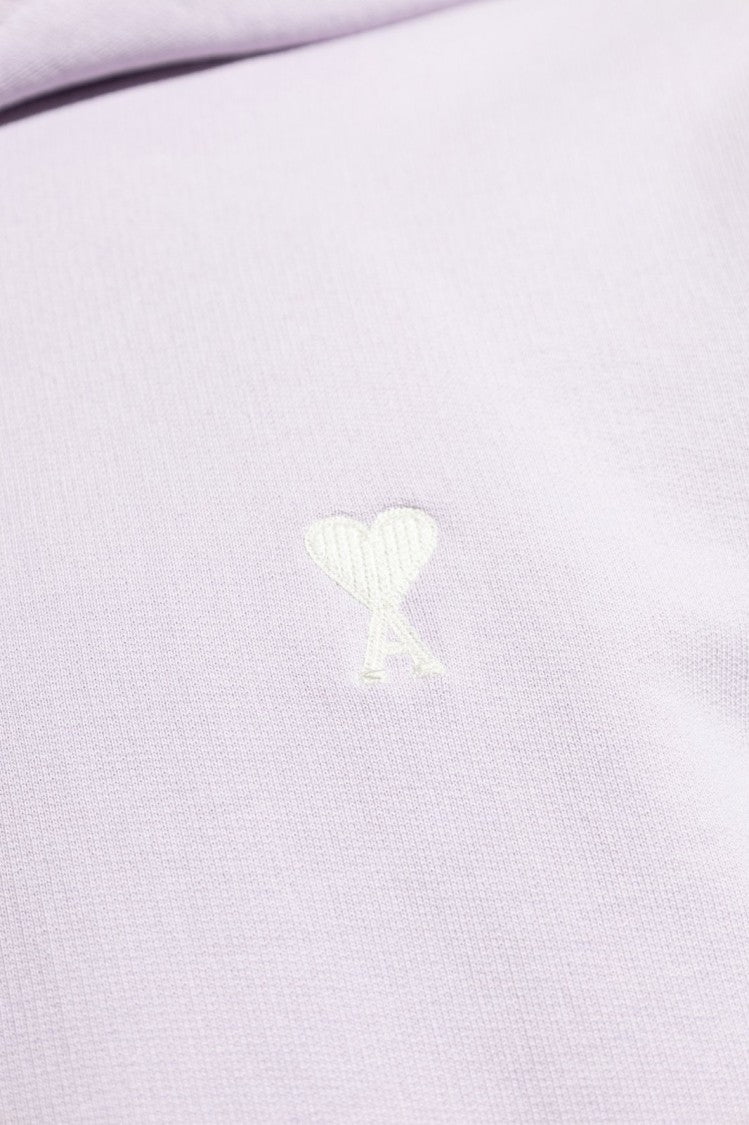 Ami Paris Relaxed Fit Purple Hoodie With Adjustable Drawstring