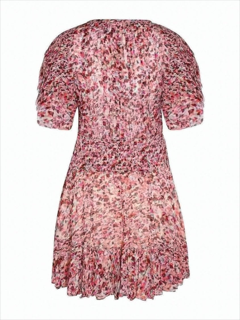 Isabel Marant Floral Print Mini Dress With Ruffled Hem