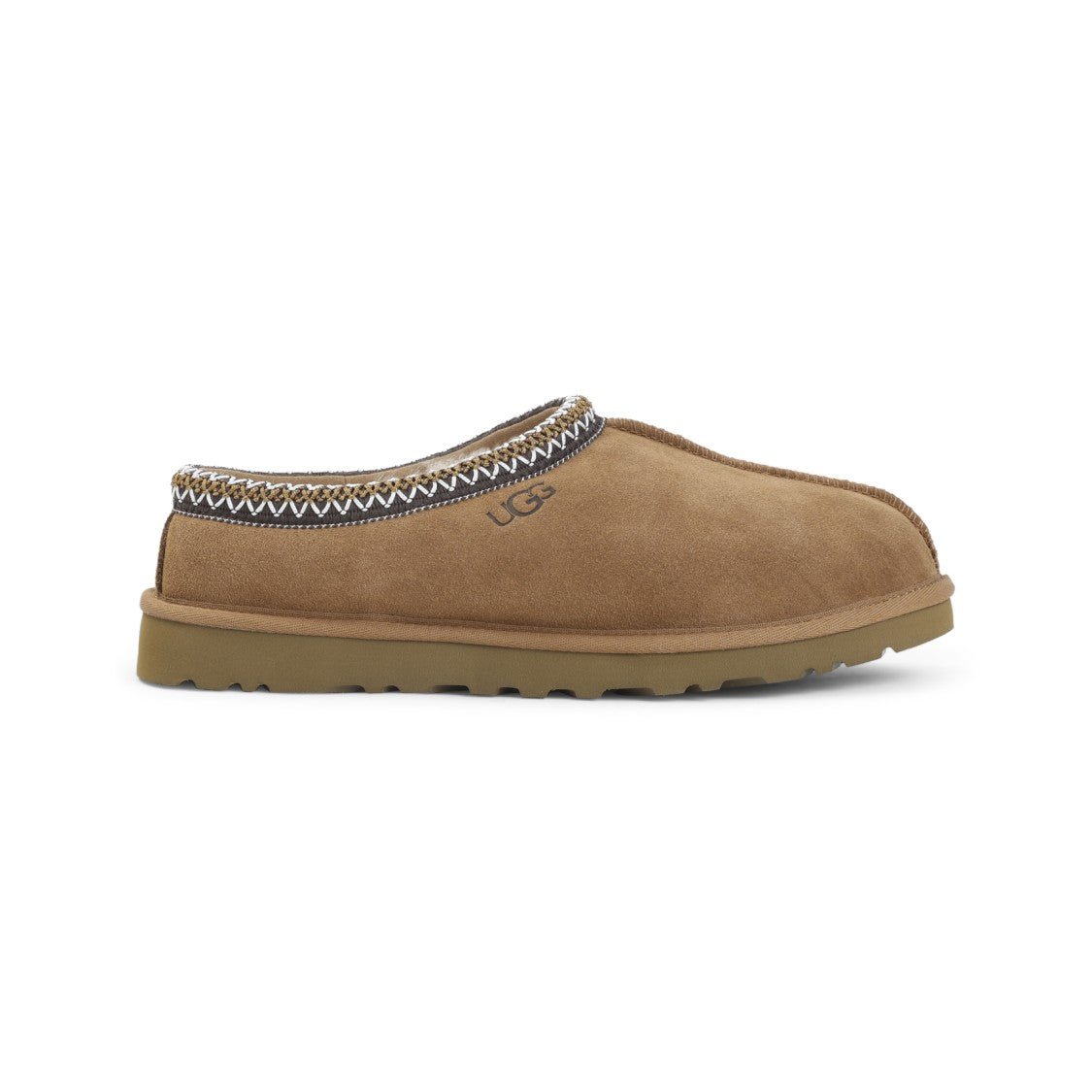 Ugg Soft Suede Slippers With Zigzag Trim