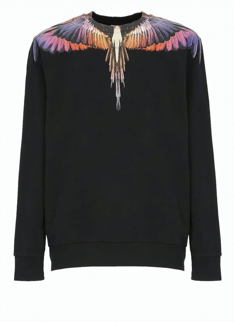Marcelo Burlon Black Sweatshirt With Feathered Wing Design