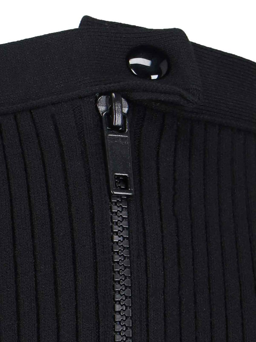 Courrèges Flared Black Trousers With Ribbed Texture