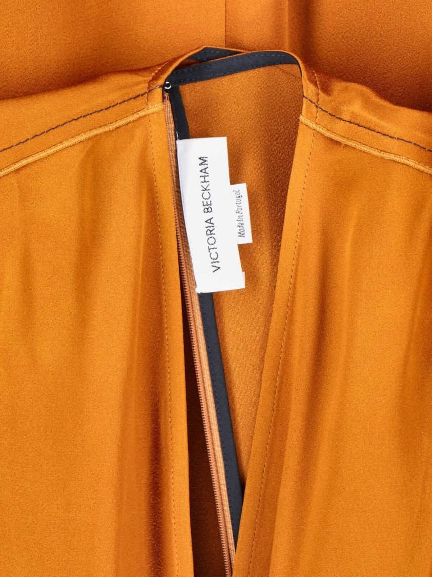Victoria Beckham Draped Midi Dress With V-Neckline