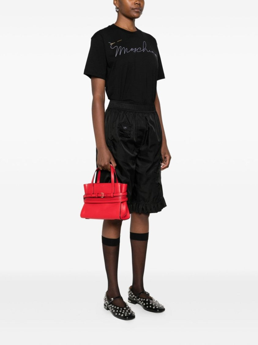 Moschino Structured Red Calf Leather Handbag