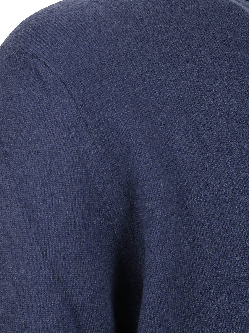 Zegna Classic Crew Neck Cashmere Sweater In Deep Navy