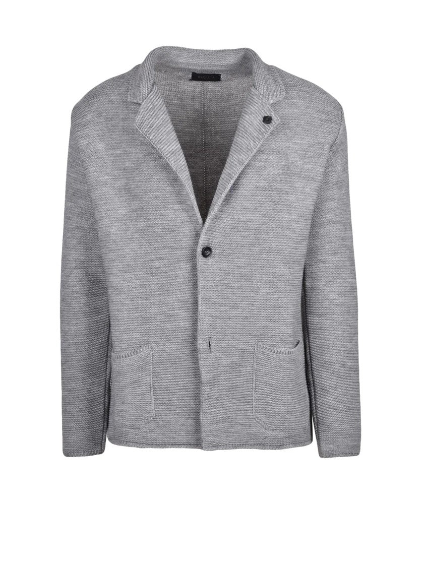 Out/Fit Grey Textured Acrylic-Blend Knit Blazer