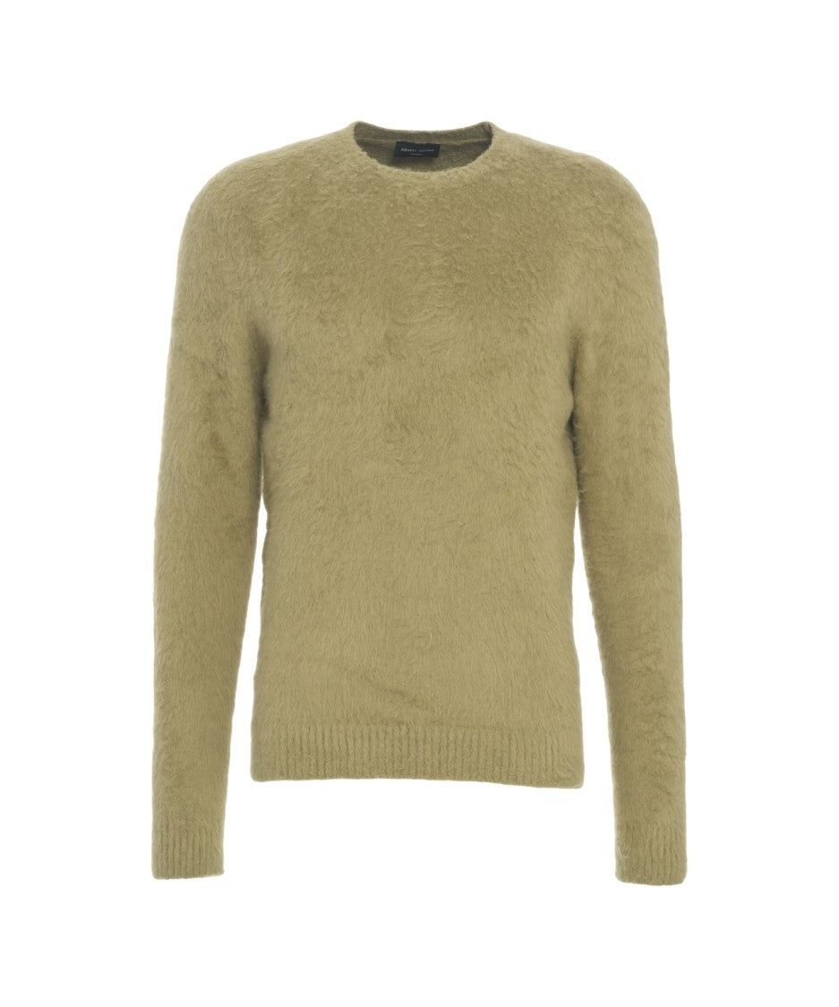 Roberto Collina Brushed Knit Sweater With Classic Crew Neck