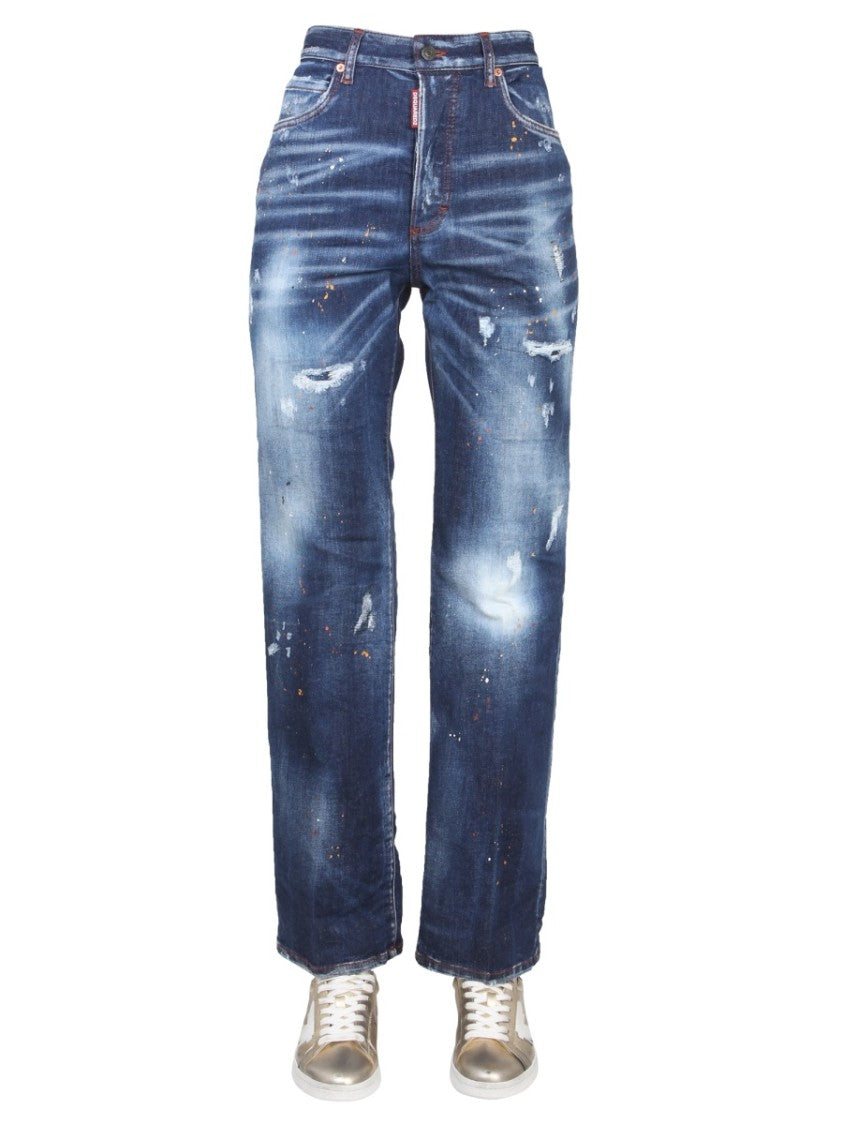 Dsquared2 Relaxed Straight-Leg Jeans With Distressed Finish