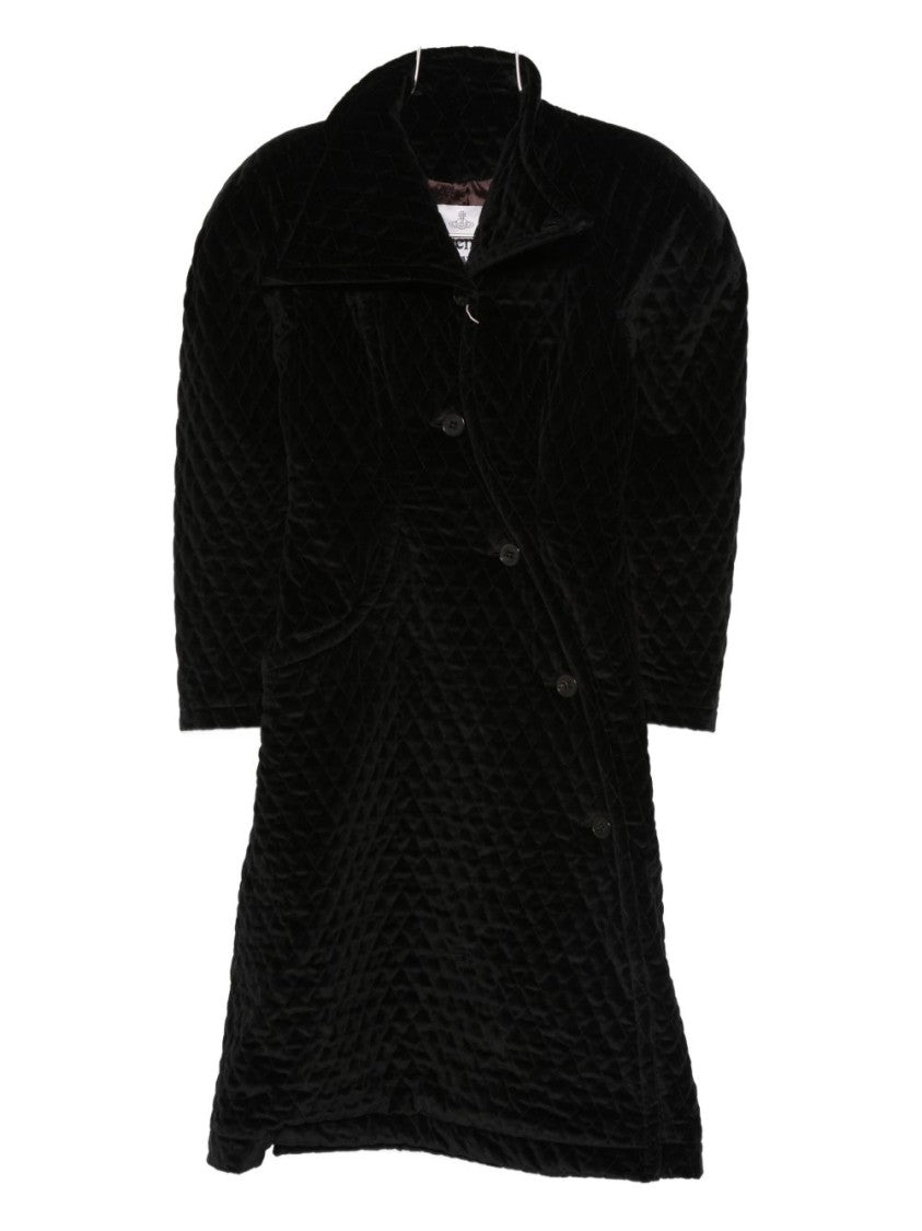 Vivienne Westwood Button Fastening Black Quilted Coat