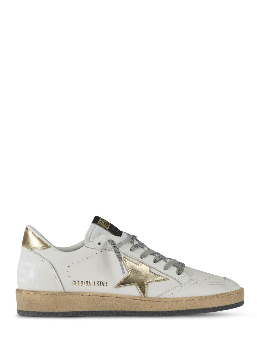 Golden Goose Leather Sneakers With Laminated Star And Heel Detail