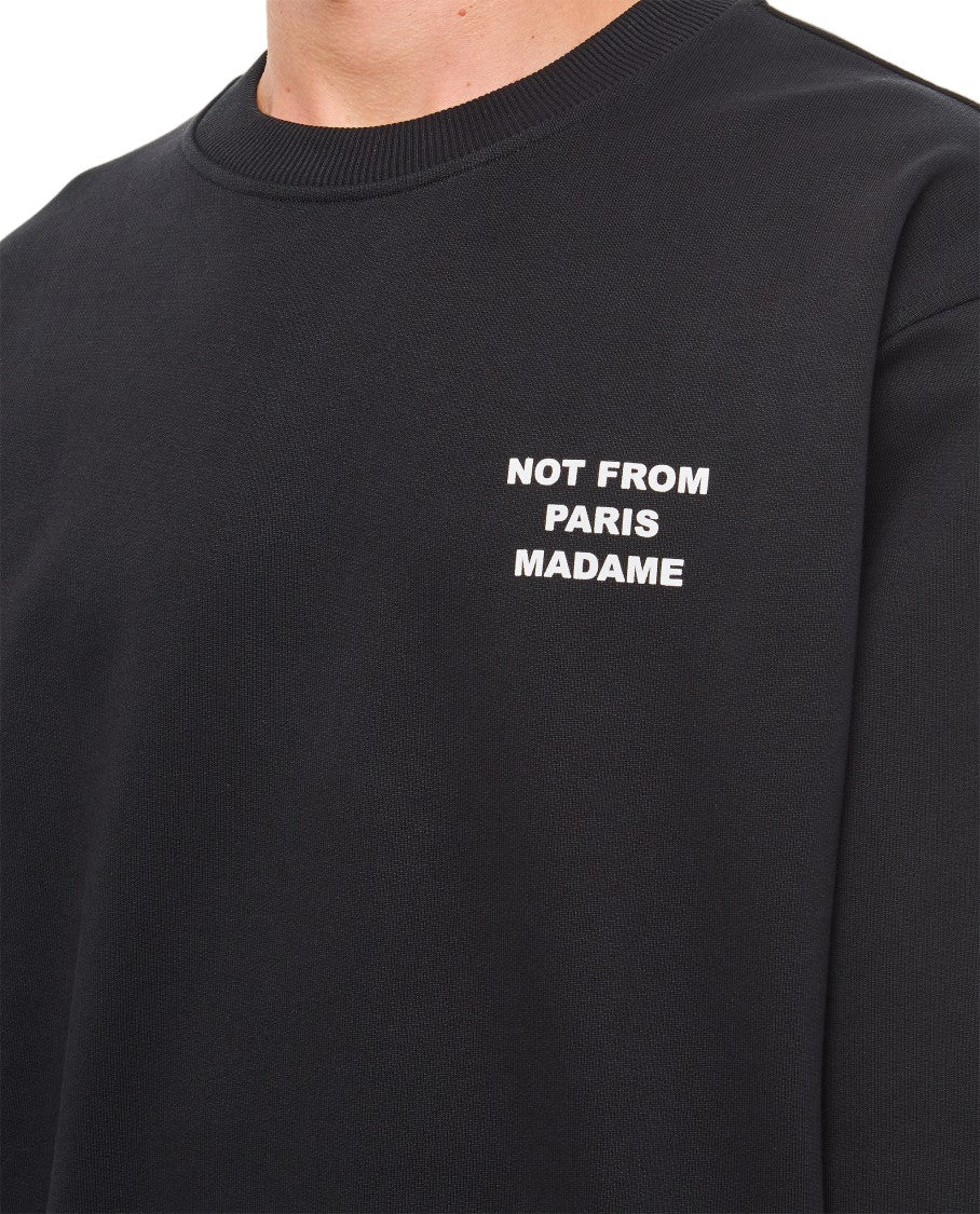 Drôle De Monsieur Heavyweight Cotton Jersey Crewneck Sweatshirt With Signature Slogan