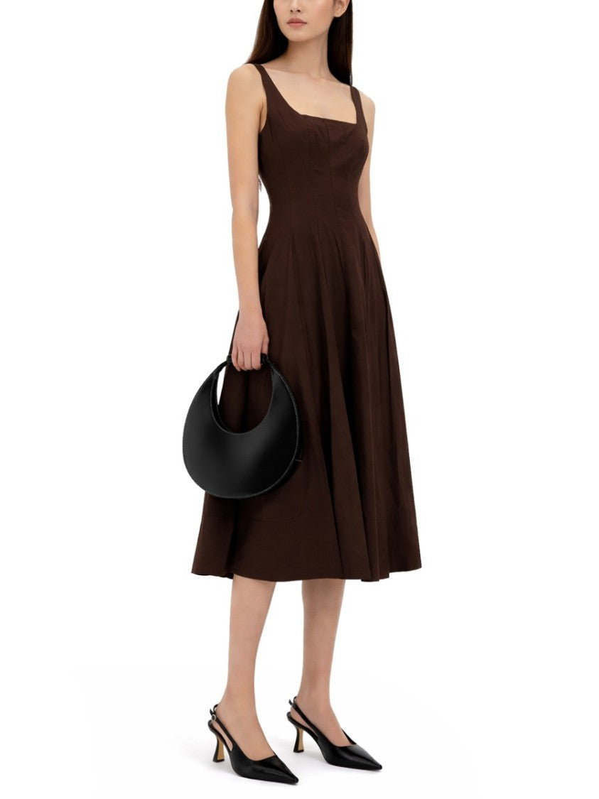 Staud Wells Fitted Cotton-Blend Midi Dress