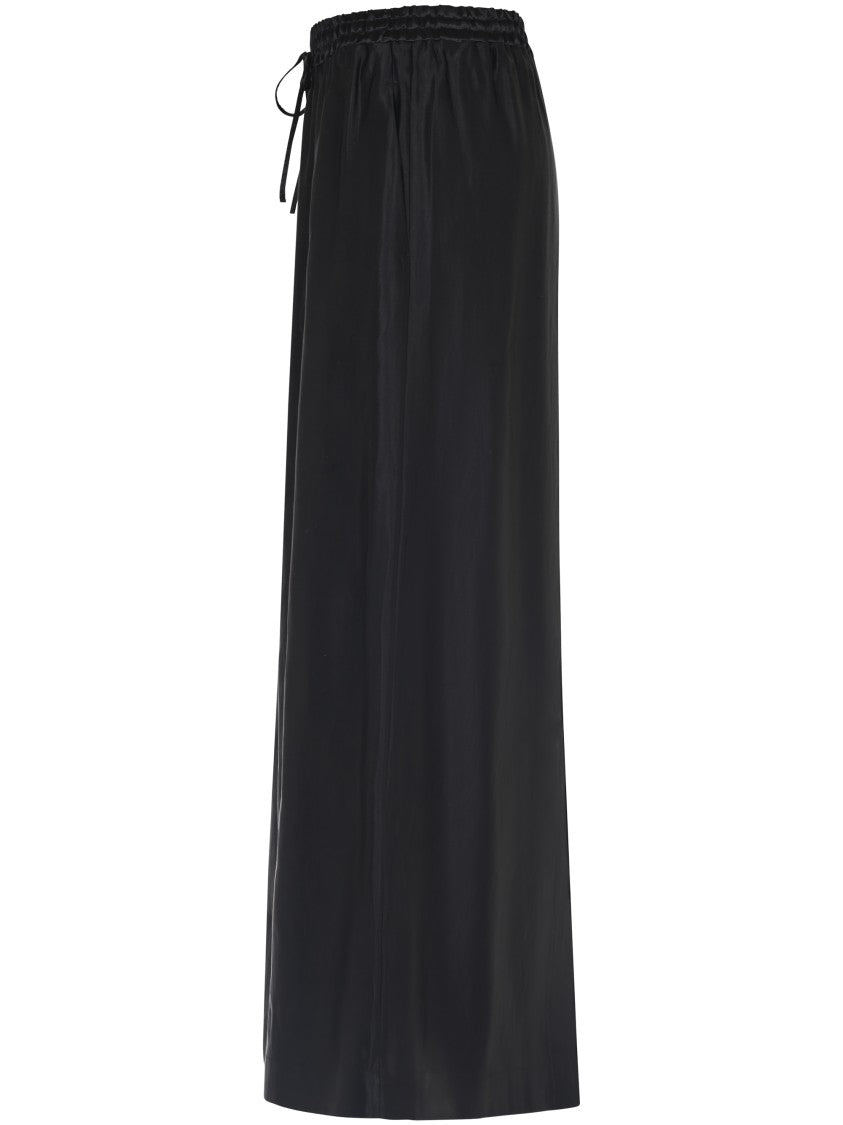 Loulou Studio Flowing Black Skirt With Silk-Linen Blend