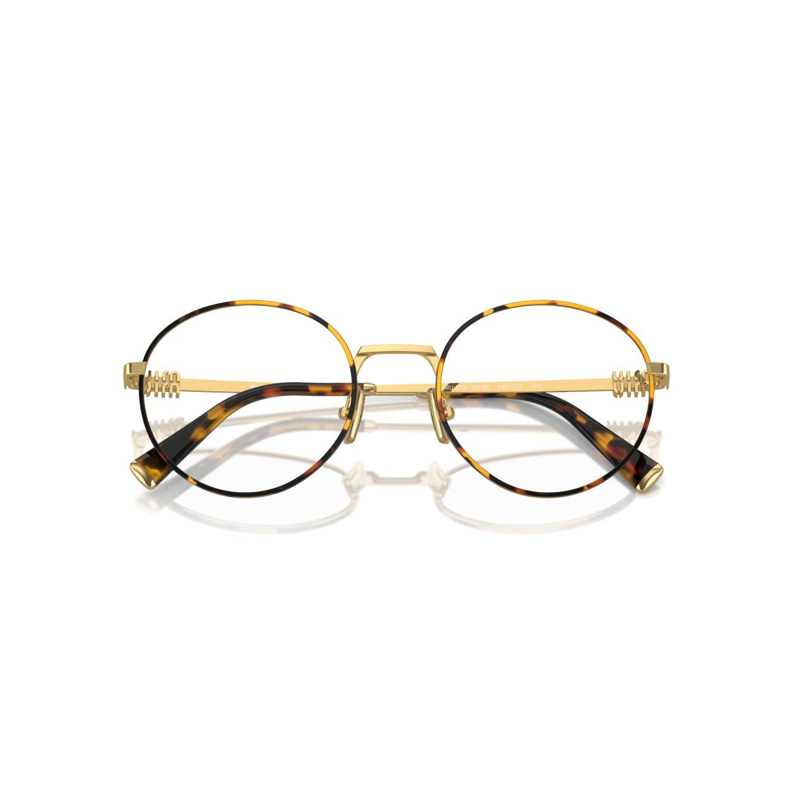 Miu Miu 0Mu 52Xv Round Tortoiseshell-Accented Eyeglasses