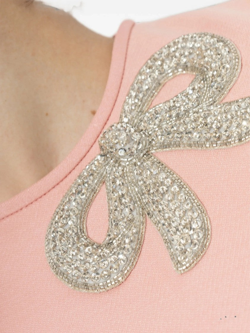 Valentino Crystal-Embellished Mini Dress With Round Neckline