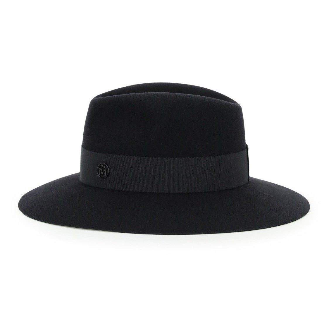 Maison Michel Wide-Brimmed Rabbit Felt Hat With Ribbon Band