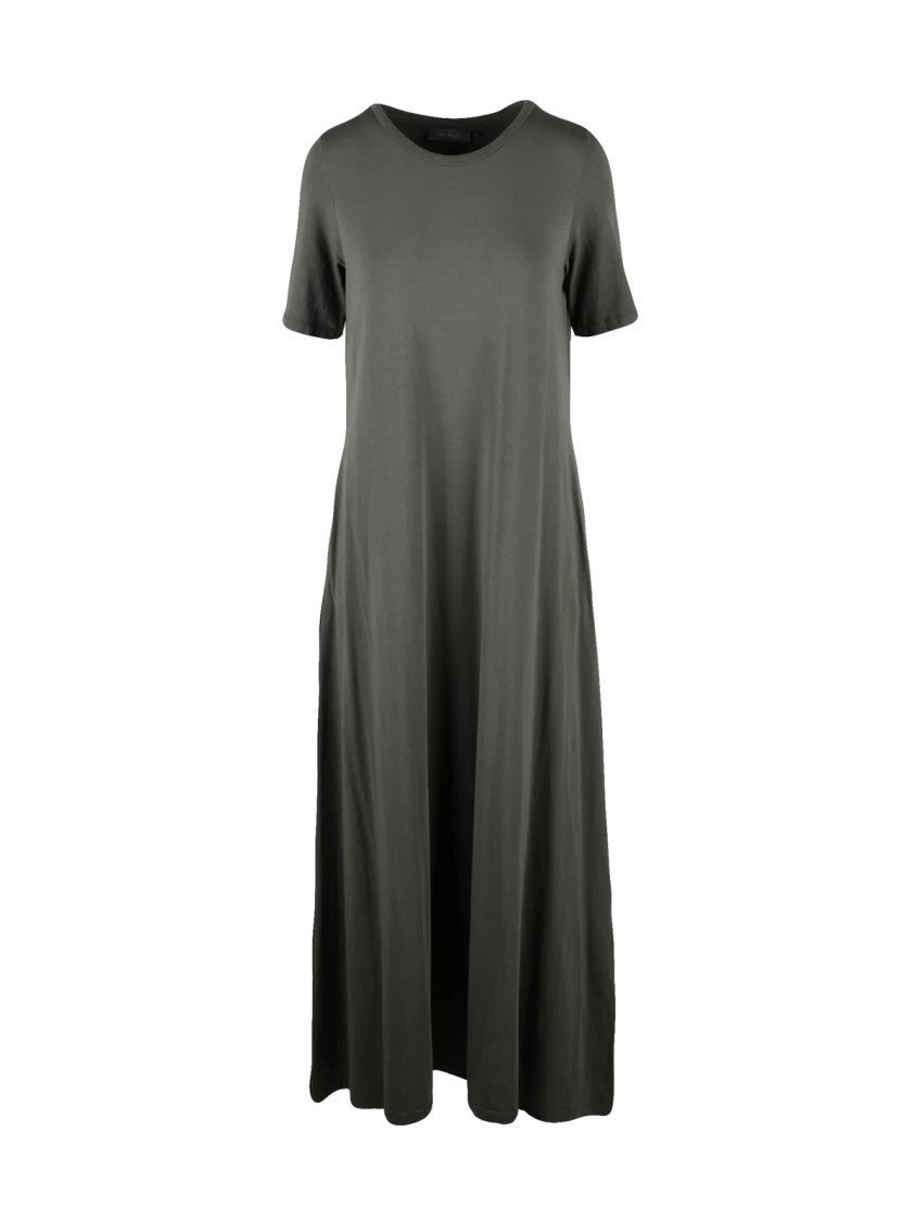 Opificio Neirami Long Military Green Jersey Dress With Applied Pockets