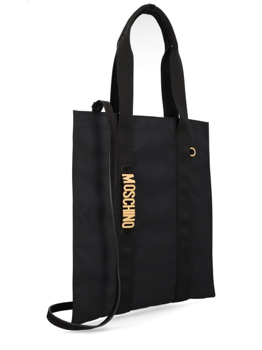 Moschino Black Carry Me Leather Rectangular Tote Bag