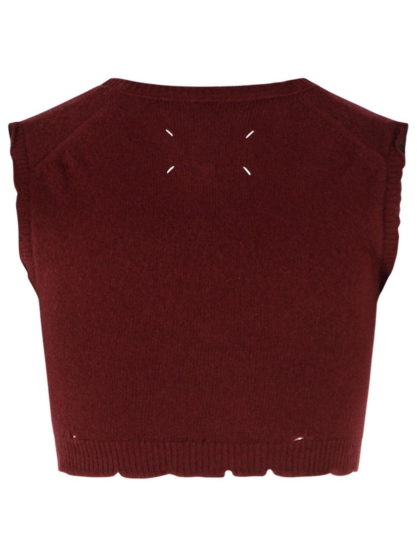 Maison Margiela Burgundy Virgin Wool Vest