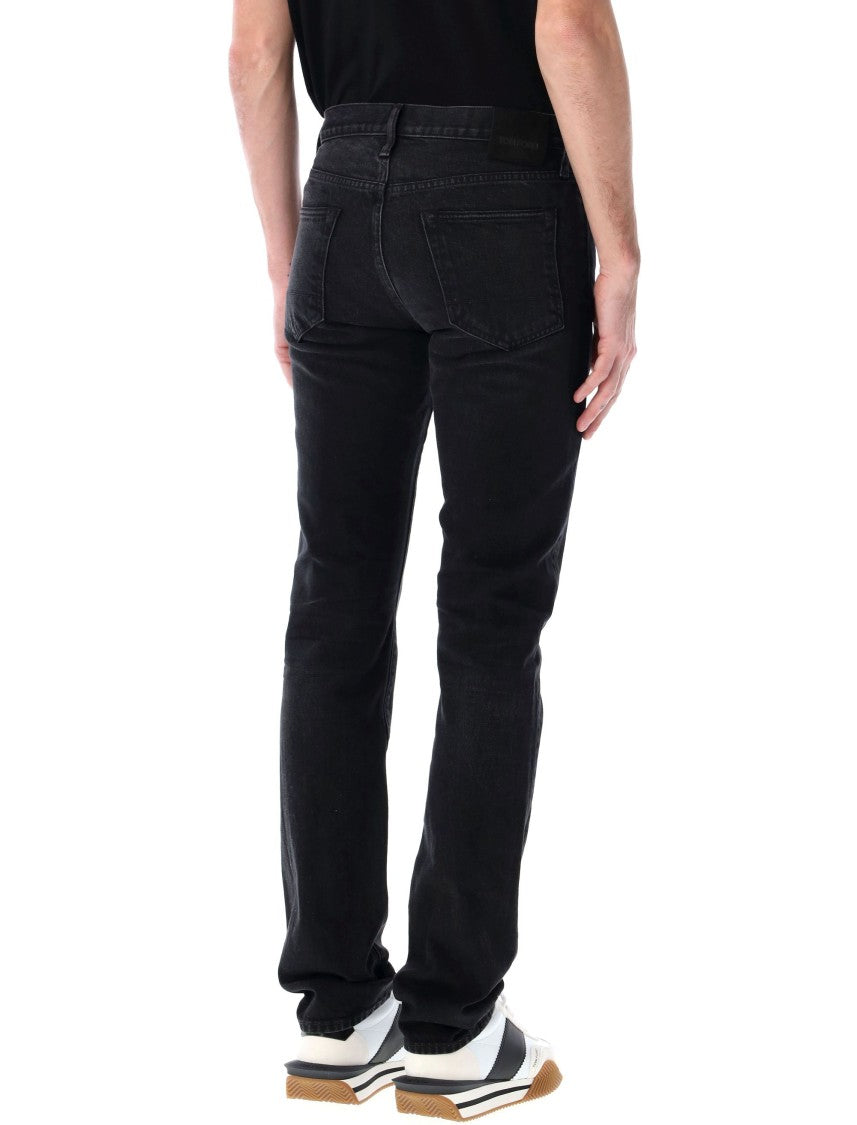 Tom Ford Rid And Repaired Denim Pants With Straight Fit And 5-Pocket Design