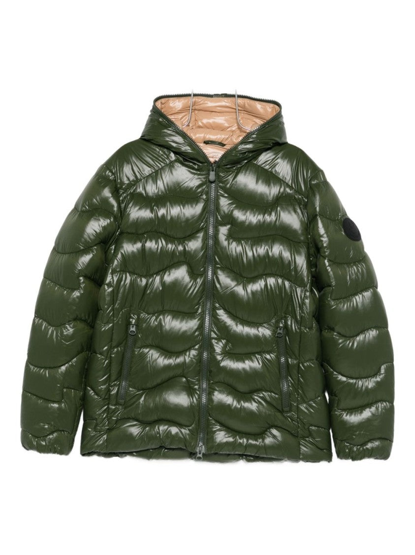 Save The Duck Quilted Hooded Jacket With Zippered Pockets And Contrasting Interior