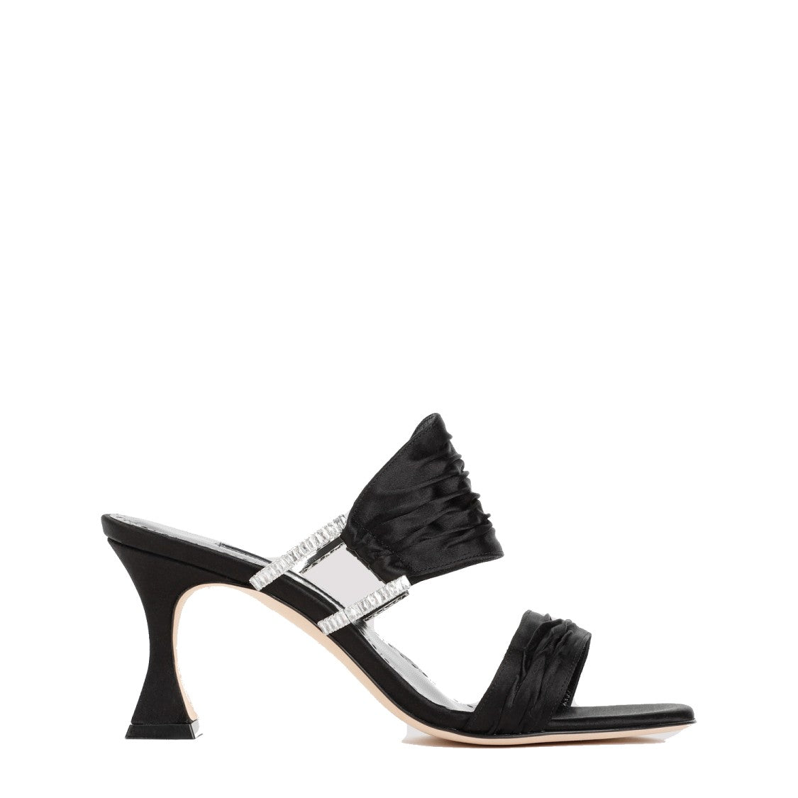 Manolo Blahnik Black Satin Chinap Sandal