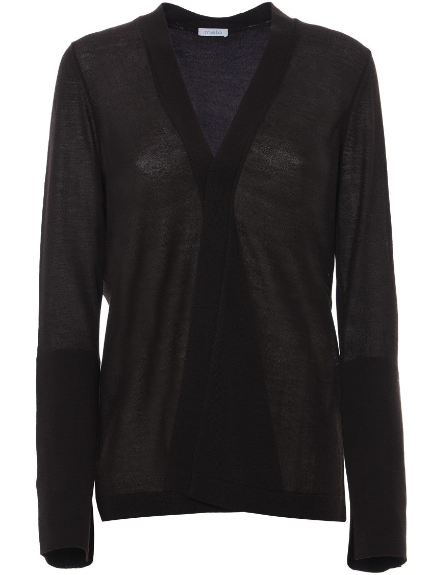 Malo Black Cardigan Lightweight Cashmere V Cardigan