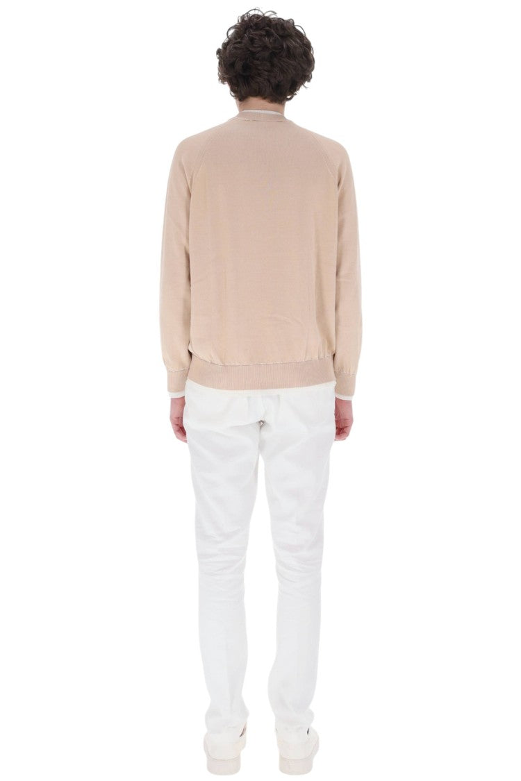 Eleventy Layered-Effect Contrast Trim Crewneck Sweater