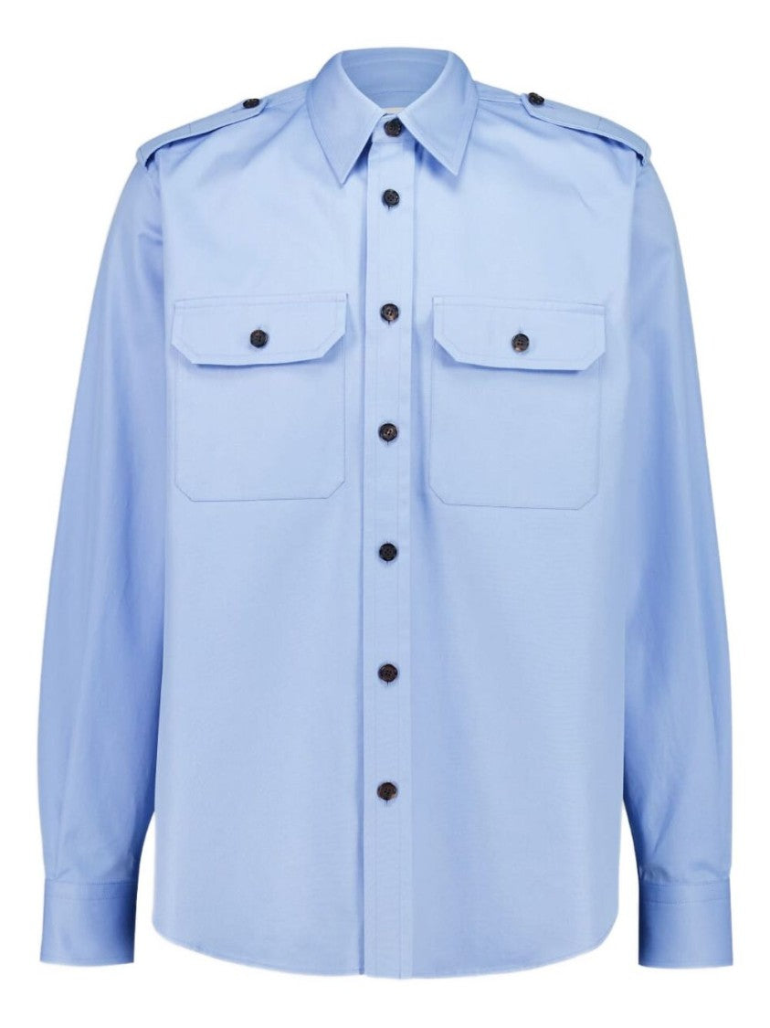 Alexander Mcqueen Jermyn St. Blue Utility Cotton Shirt
