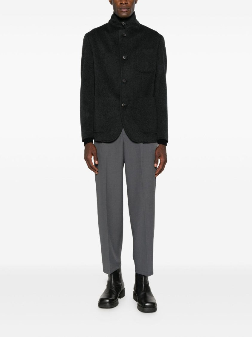 Corneliani Minimalist Grey Jacket With High Collar