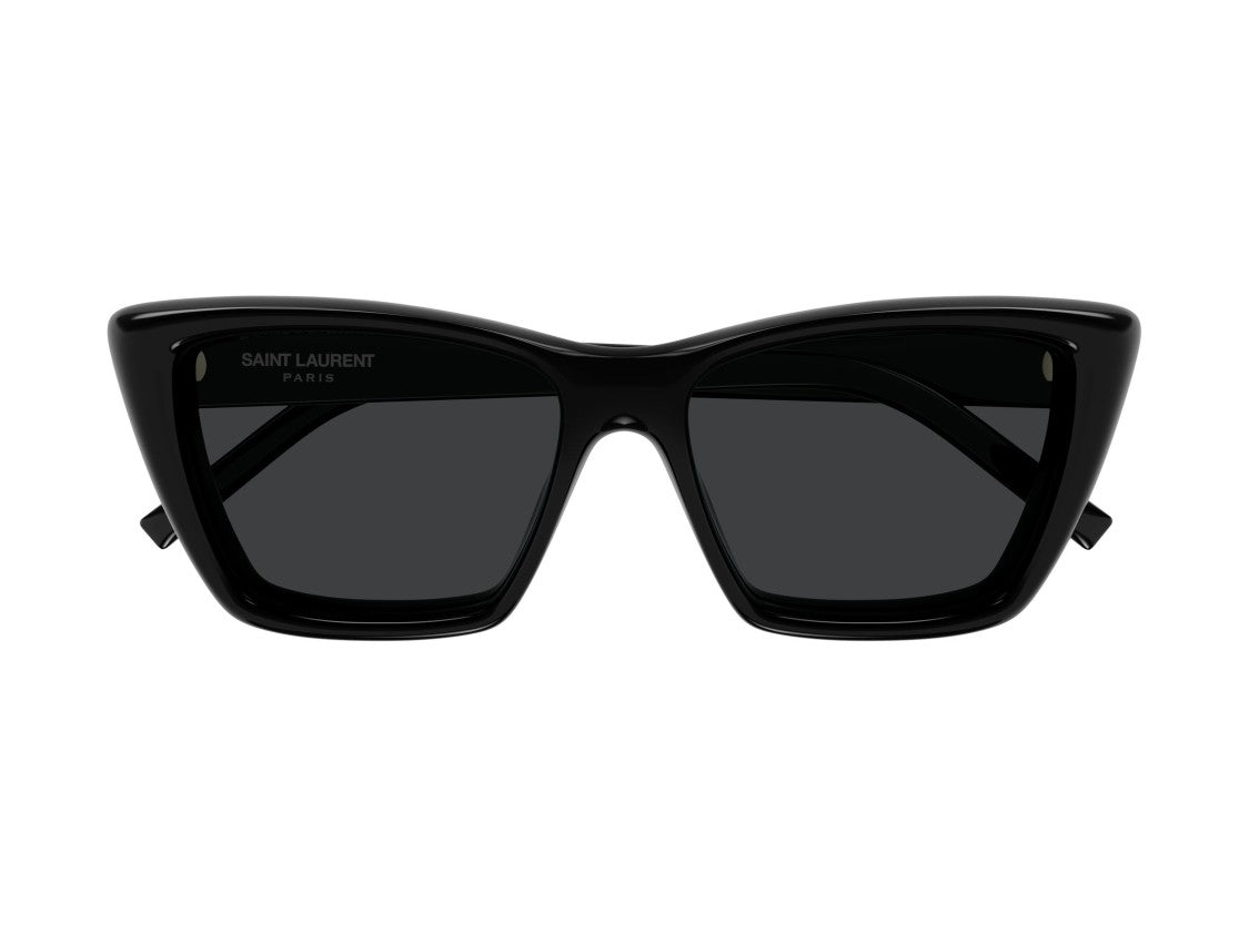 Saint Laurent Sl 276 Mica Plump Glossy Black Gold Logo Square Sunglasses