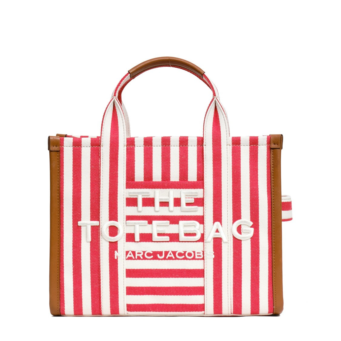 Marc Jacobs Medium Striped Canvas Tote With Leather Accents