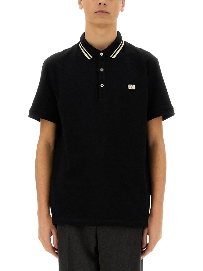 Valentino Regular Fit Black Piquet Polo