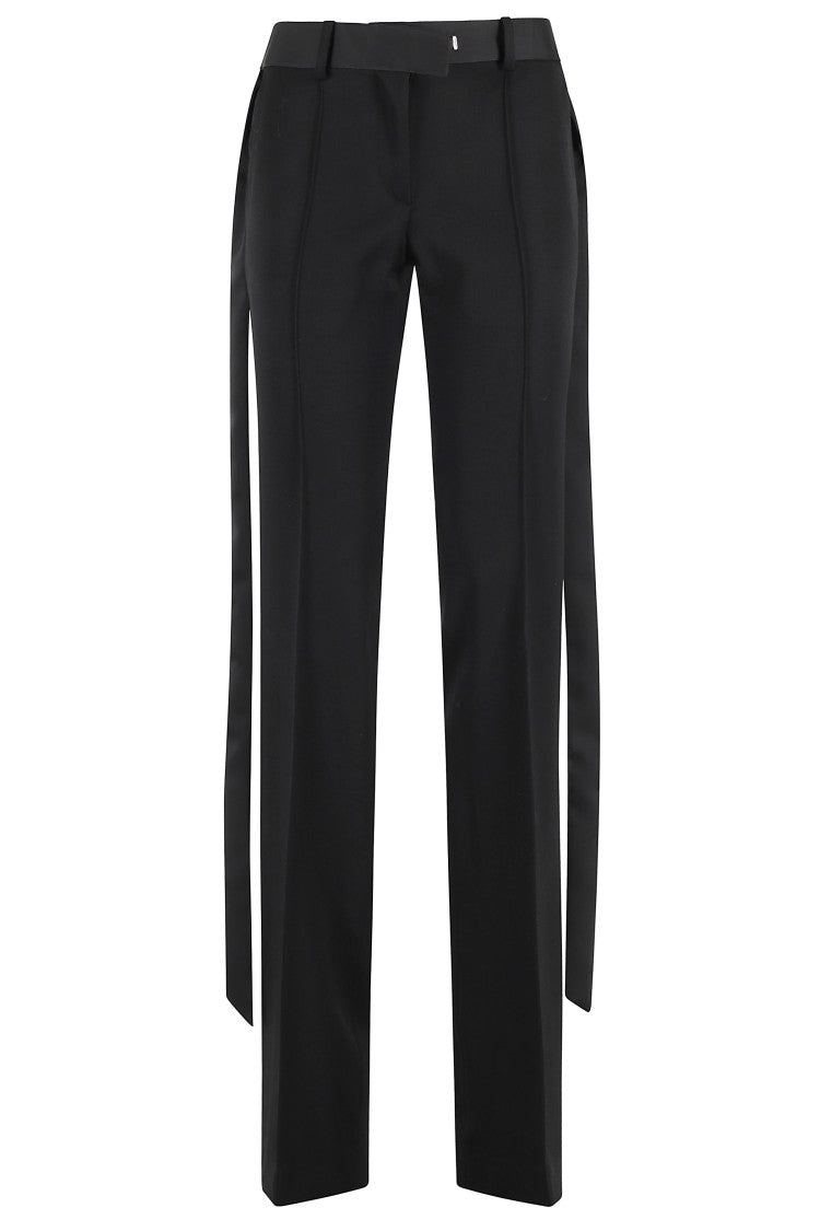 The Attico Black Front-Darts Viscose-Band Wool Straight-Leg Pants
