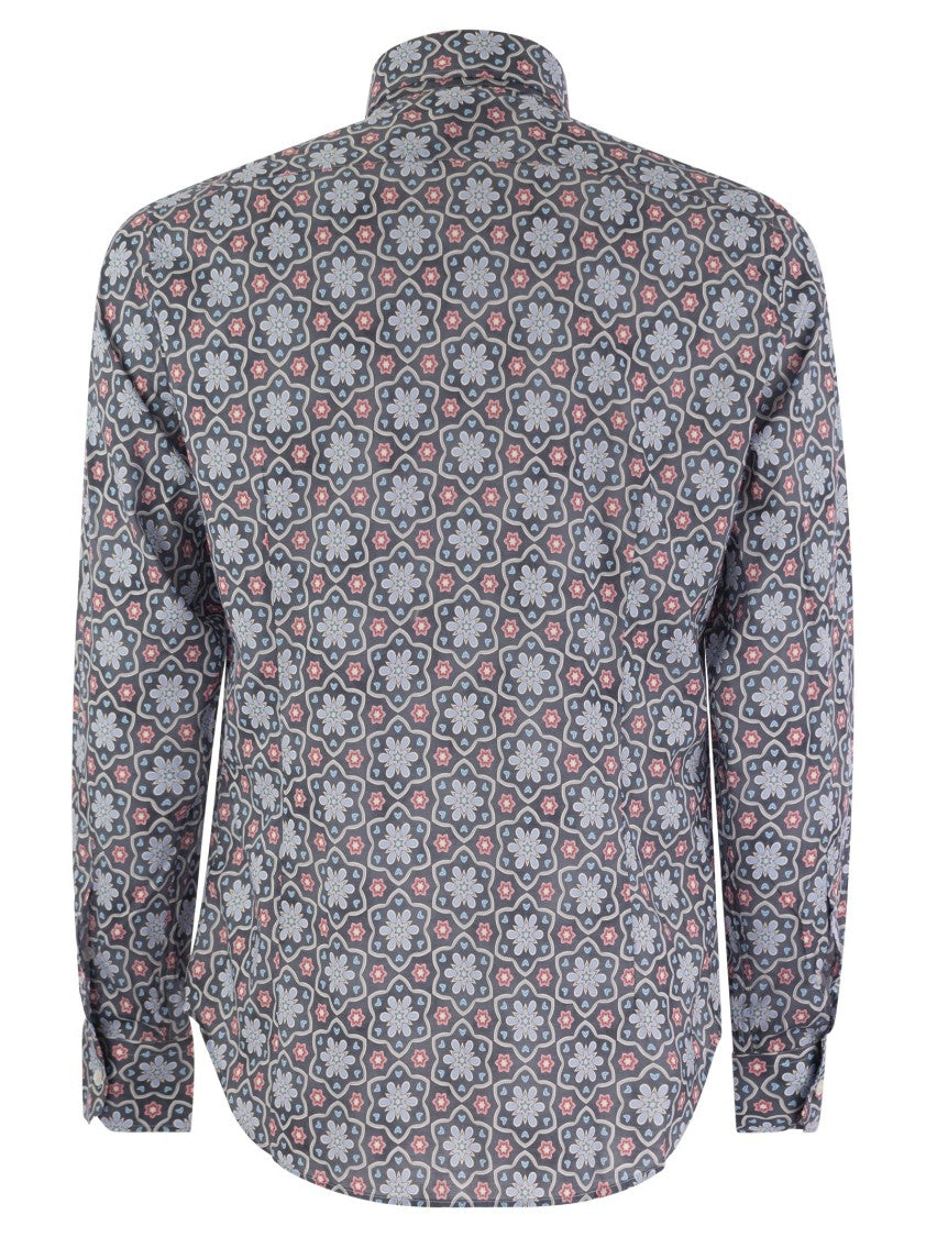 Fedeli Printed Stretch Cotton Voile Shirt