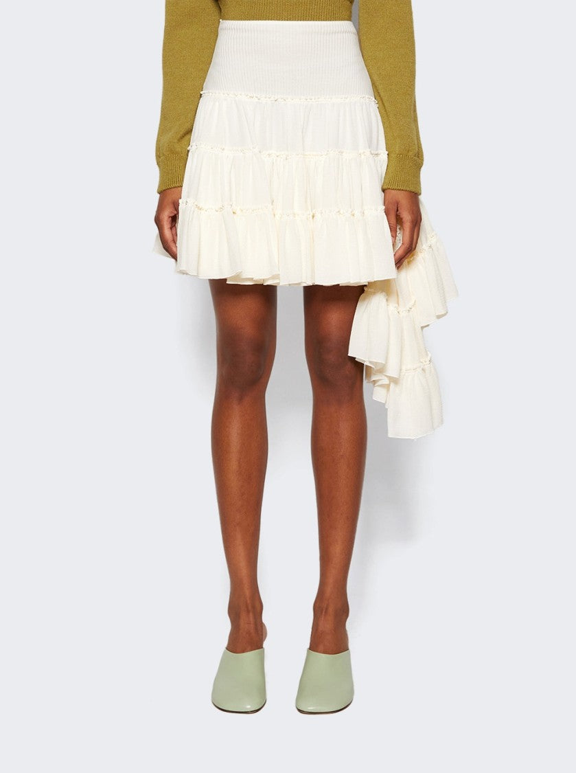 Loewe Asymmetrical Layered Silk Skirt With Ribbed Waistband