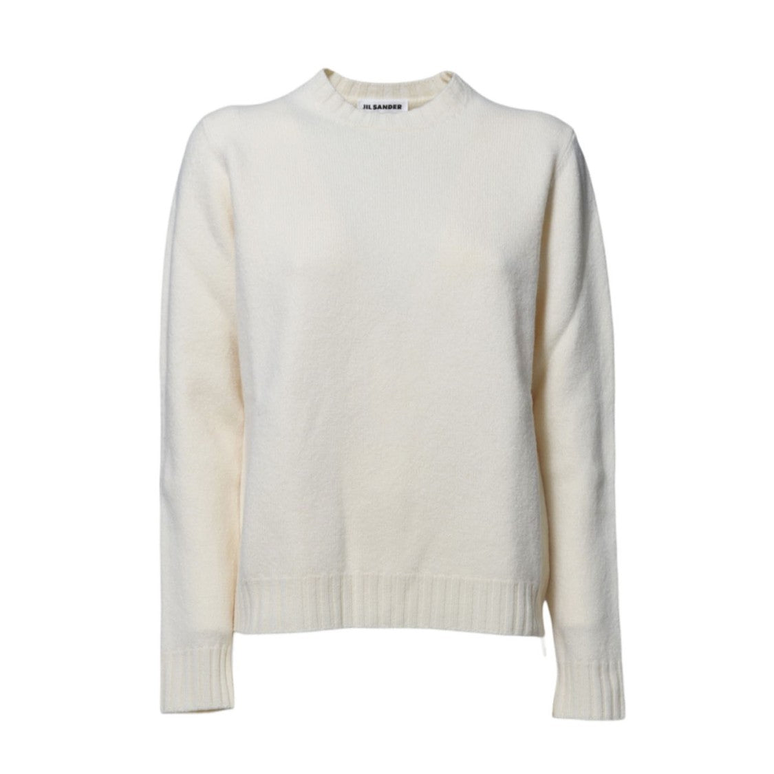 Jil Sander Cream Wool Boxy Crewneck Sweater