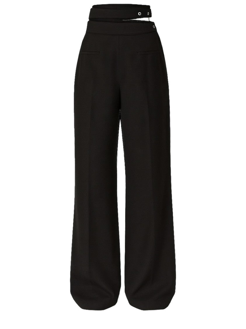 Chloé Tailored Pants With Double Buckle Detail And Pleated Front