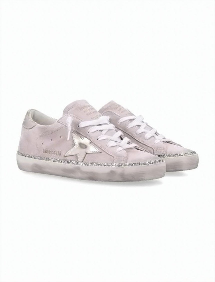Golden Goose Distressed Suede Low-Top Sneakers With Metallic Accents