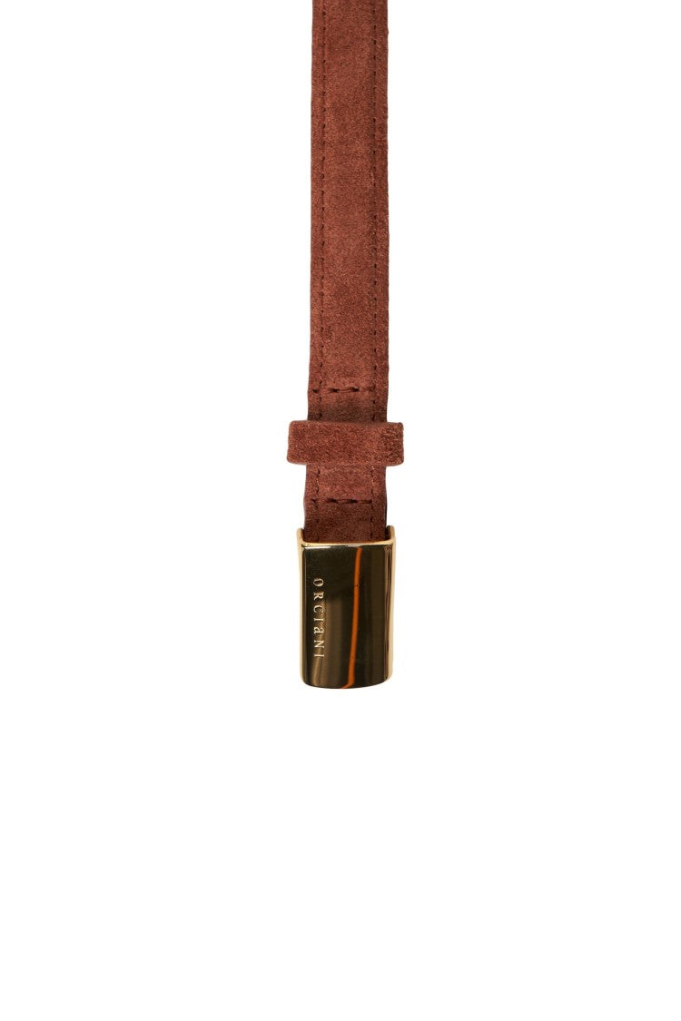 Orciani Suede Belt With Gold-Tone Buckle