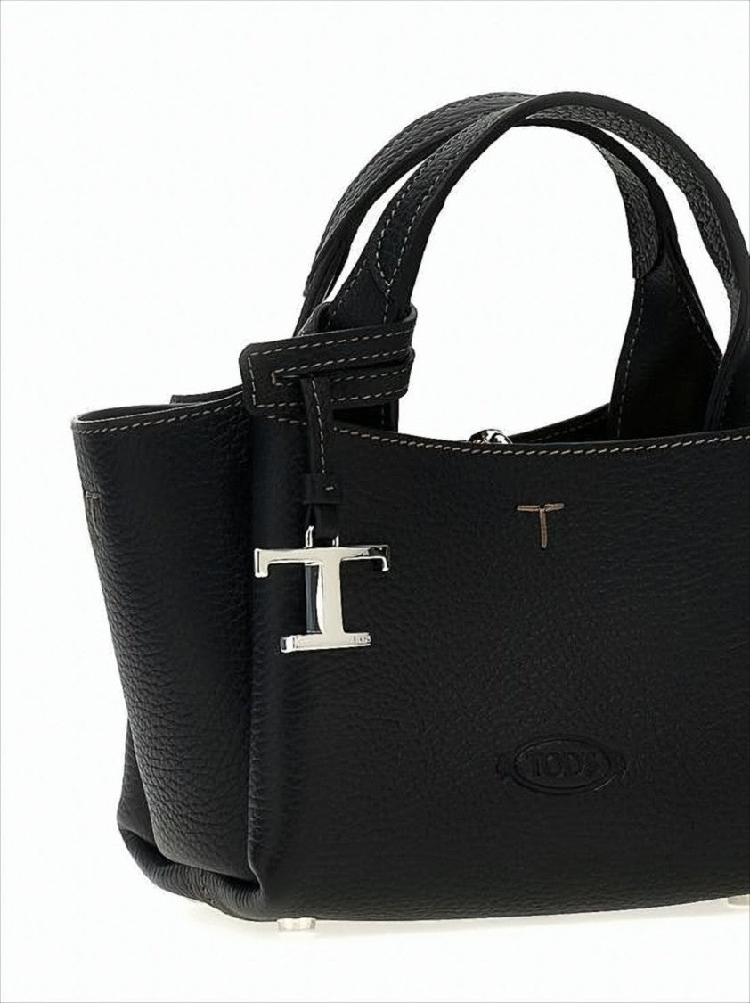 Tod's Textured Calf Leather Shoulder Bag With Dual Handles