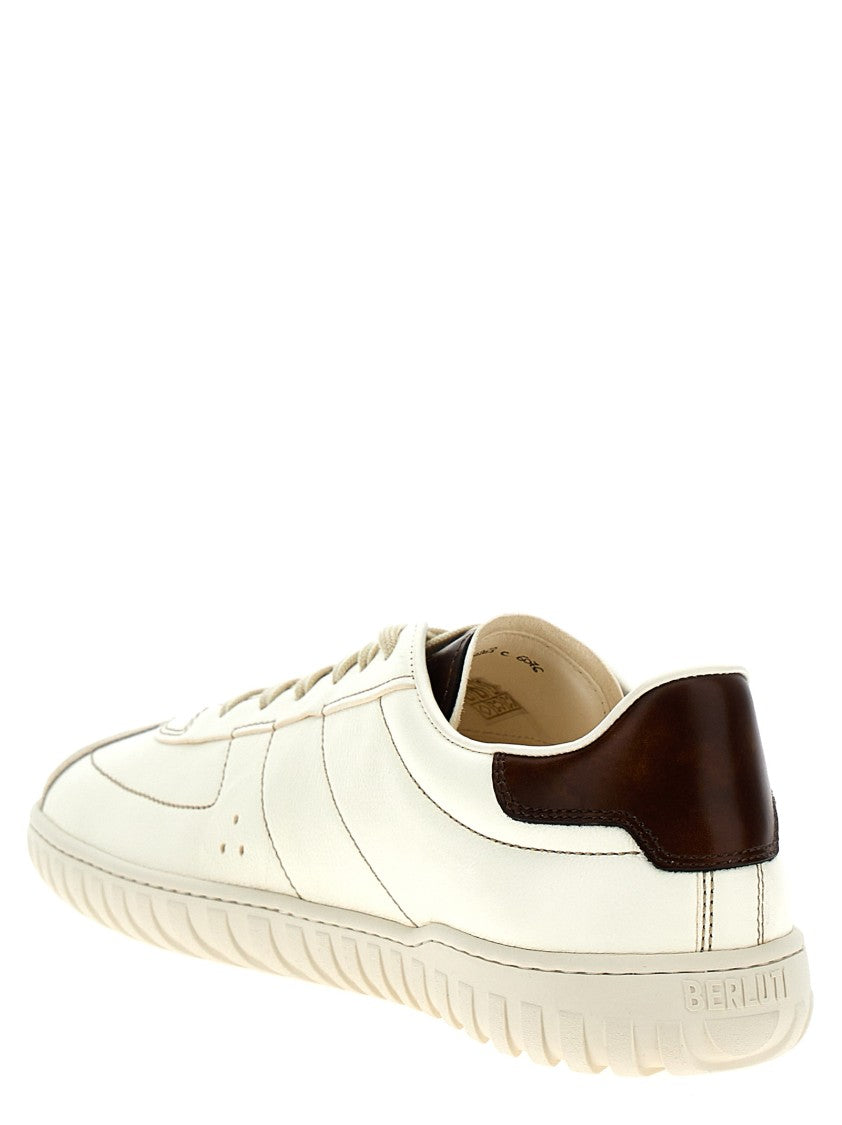 Berluti Embossed Leather Sneakers With Suede Accents