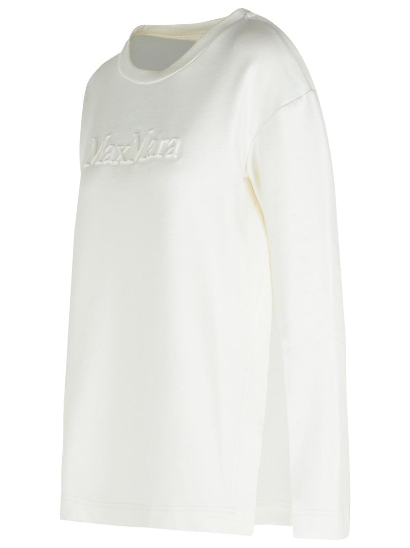 Max Mara Berma' Sweatshirt In White Silk And Cotton