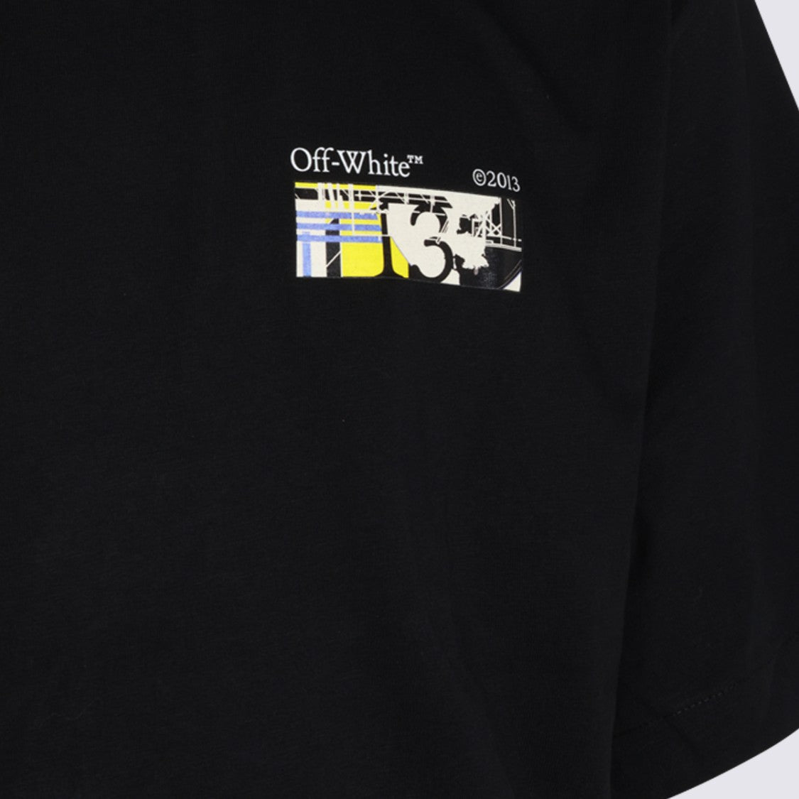 Off-White Black T-Shirt With Colorful Graphic Patch