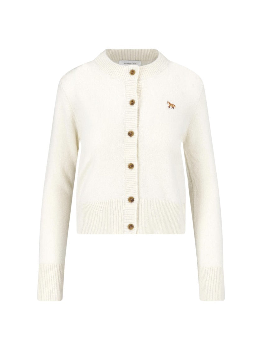 Maison Kitsuné Cropped Long-Sleeved Cardigan Sweater