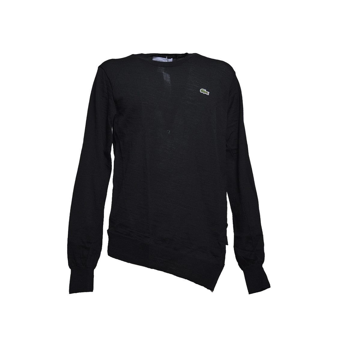 Comme Des Garçons X Lacoste Black Wool Crewneck Sweater With Logo Patch