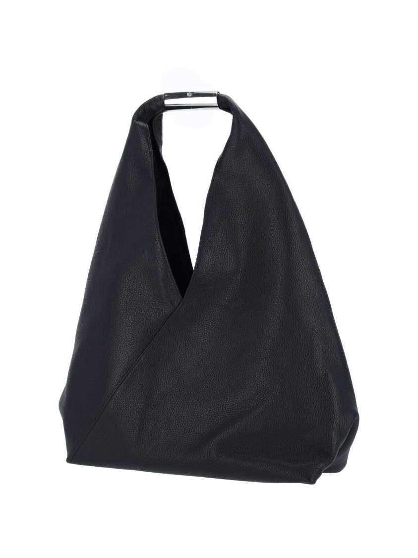 Mm6 By Maison Margiela Large Triangular Shoulder Bag In Hammered Calf Leather
