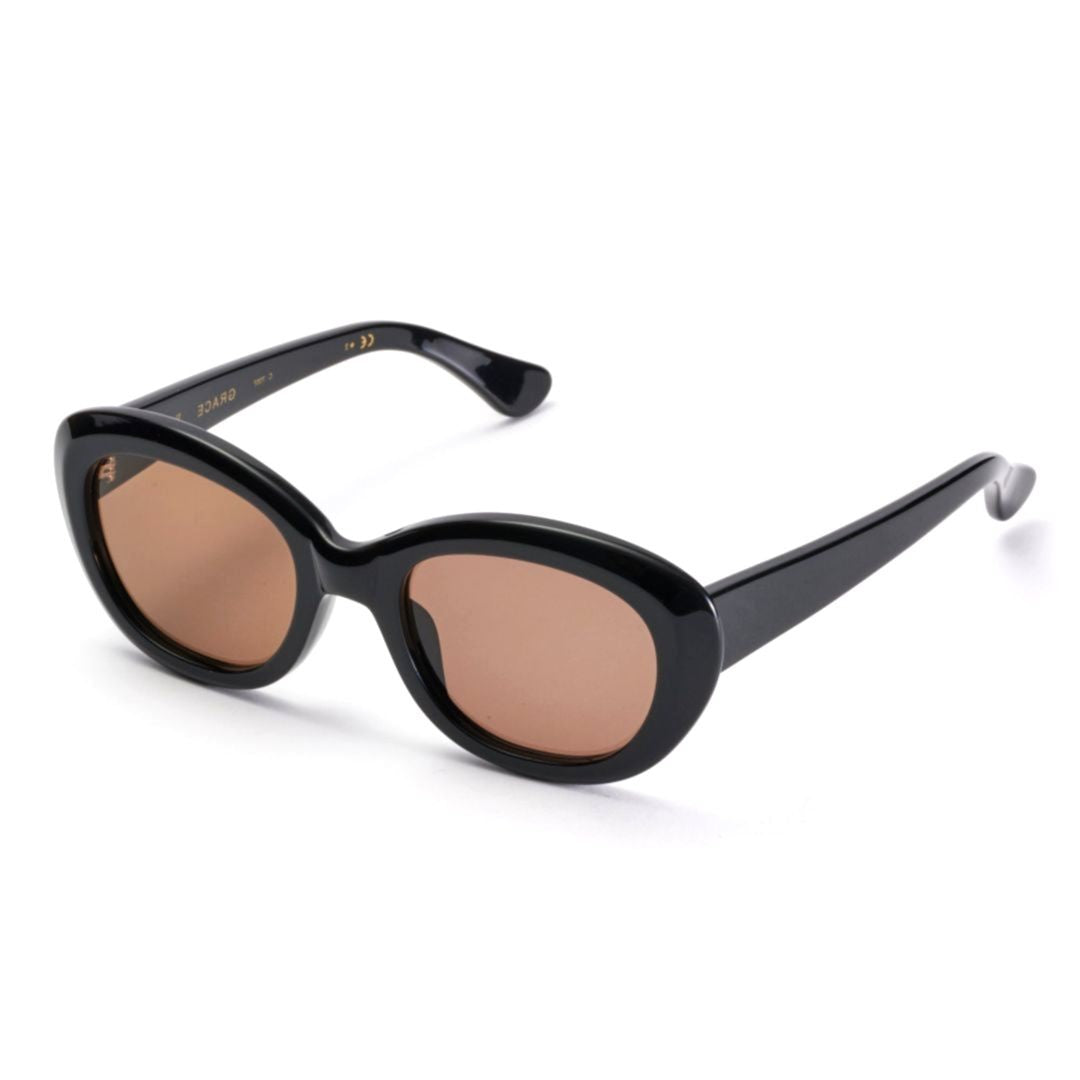 Kador Grace Bold Rounded Oval Sunglasses With Glossy Black Finish