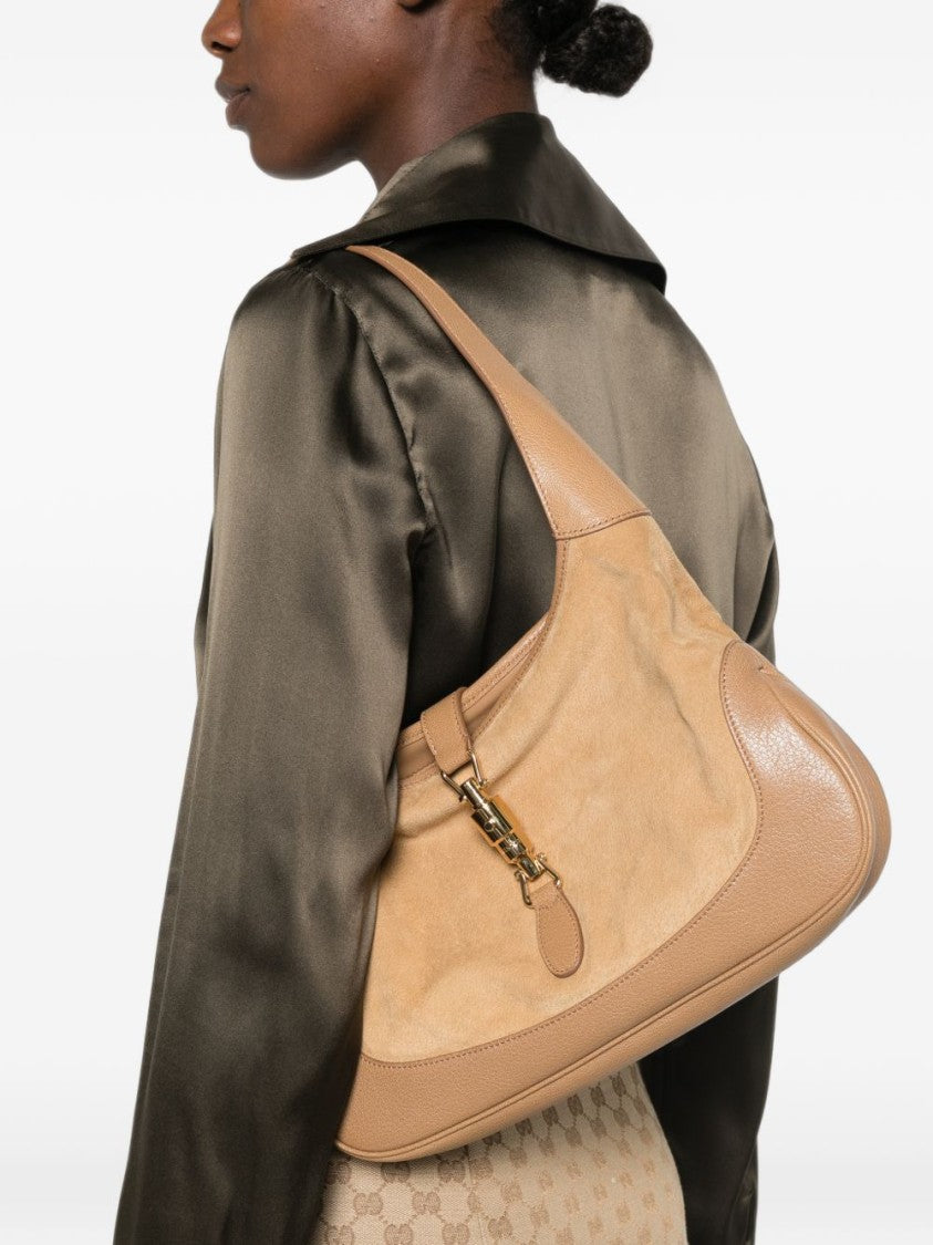 Gucci Medium Suede Leather Trim Shoulder Bag